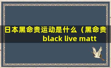 日本黑命贵运动是什么（黑命贵 black live matters）